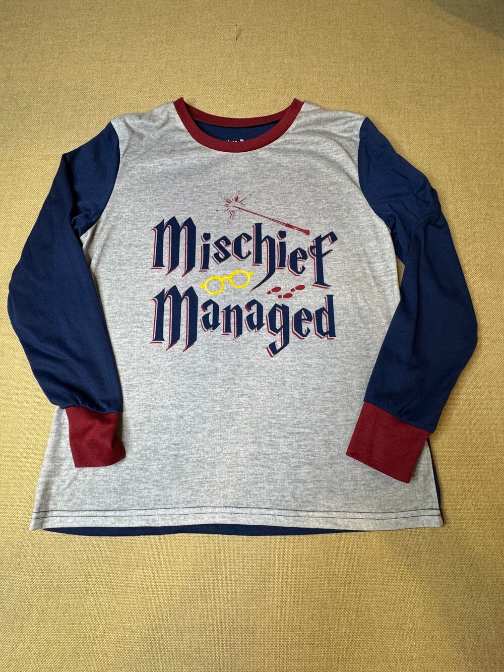 Harry Potter Mischief Managed Pajama Top Women’s Small Long Sleeve Colorblock